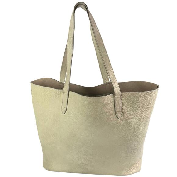 Cuyana Small Easy Tote Beige Pebbled Leather 14" Laptop Handbag Shoulder Bag - Picture 3 of 9